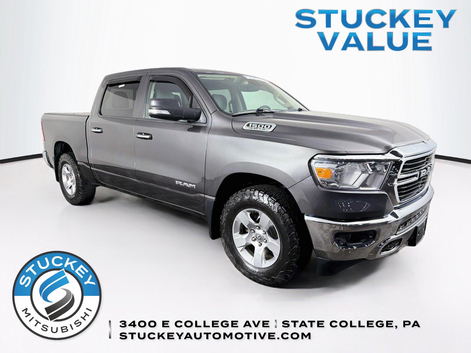 Gray (Granite Crystal Metallic Clearcoat) 2019 RAM 1500 Pickup Truck Four-Wheel Drive 8-Speed Automatic