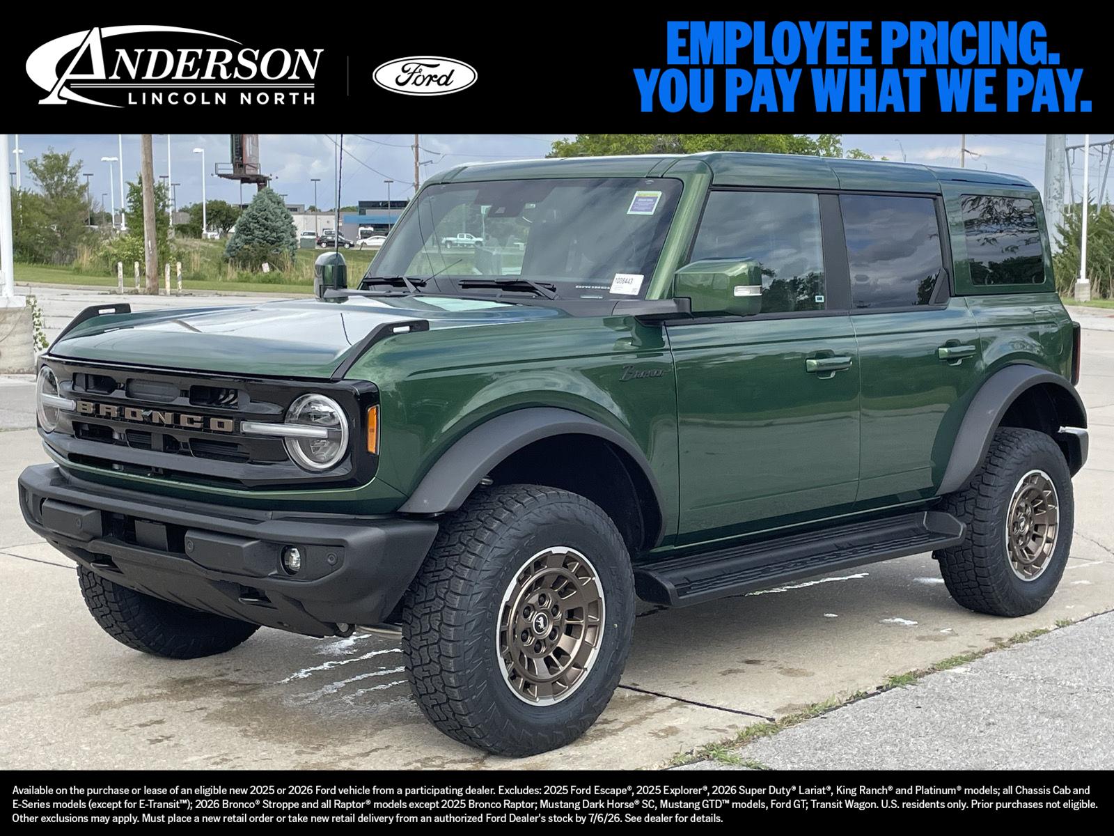 Eruption Green Metallic 2025 Ford Bronco Outer Banks 4-Door 4WD SUV / Crossover Four-Wheel Drive Automatic