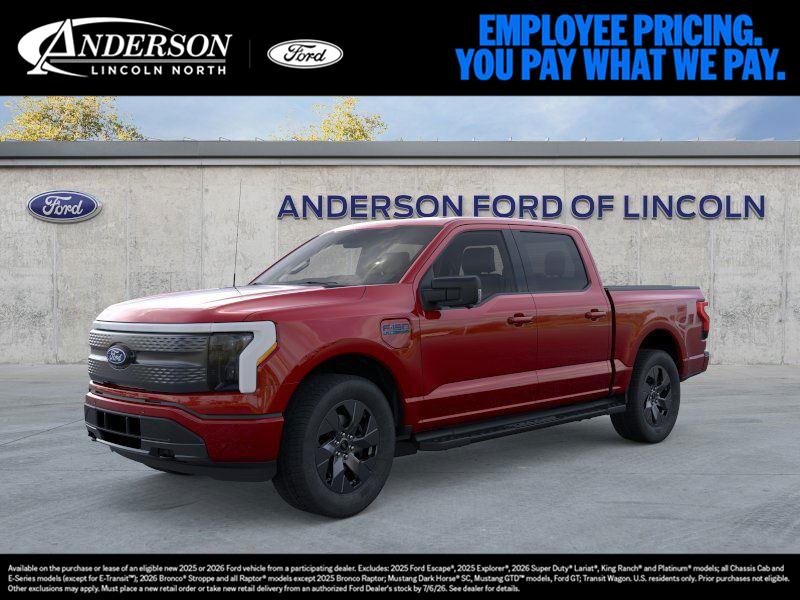 Rapid Red Metallic Tinted Clearcoat 2025 Ford F-150 Lightning Flash SuperCrew AWD Pickup Truck All-Wheel Drive Automatic
