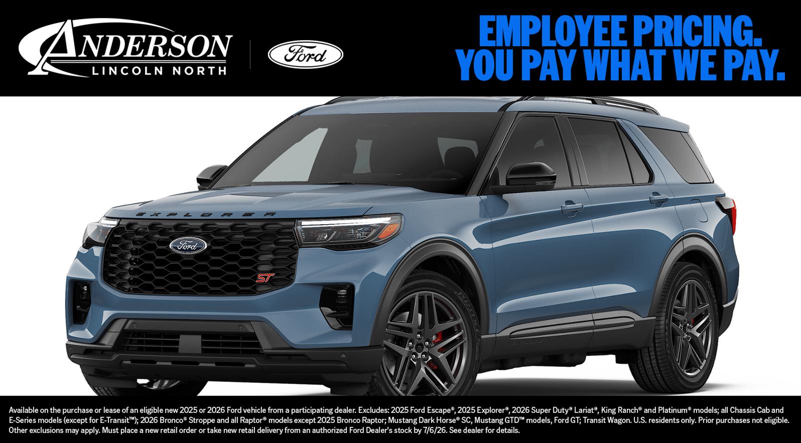 Vapor Blue Metallic 2026 Ford Explorer ST AWD SUV / Crossover All-Wheel Drive Automatic