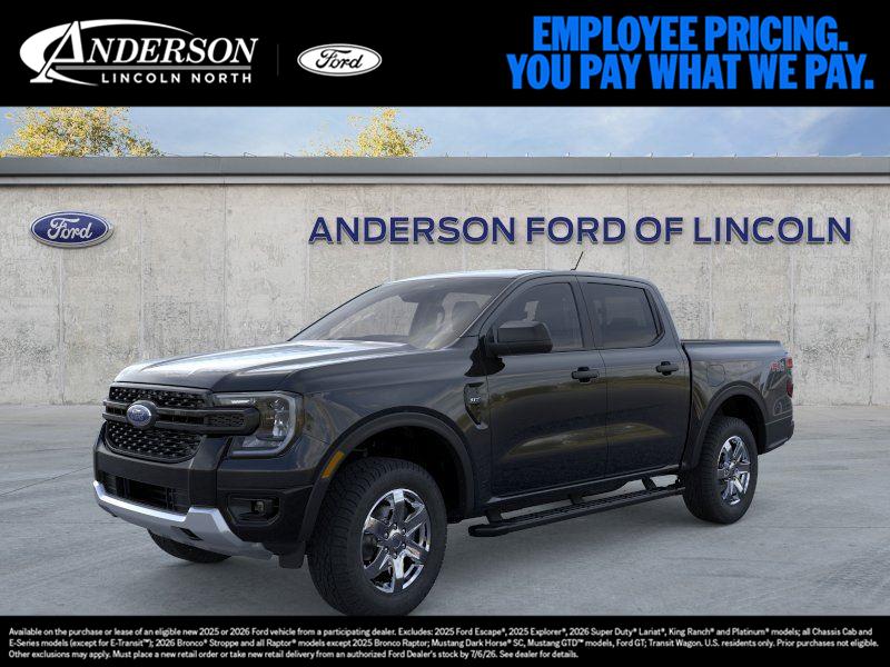 Shadow Black 2026 Ford Ranger XLT SuperCrew 4WD Pickup Truck Four-Wheel Drive Automatic