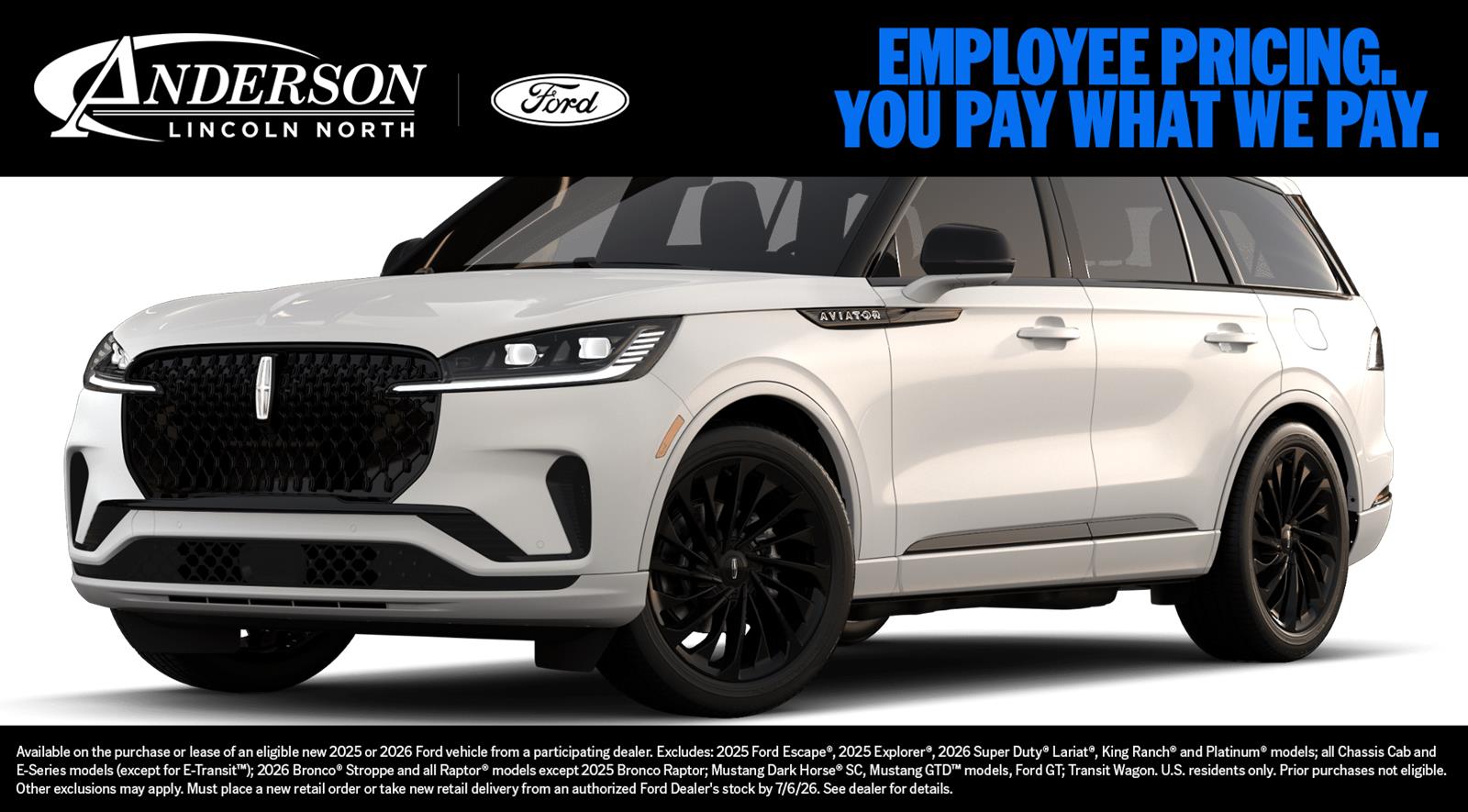 Pristine White Metallic Tri-Coat 2026 Lincoln Aviator SUV / Crossover All-Wheel Drive Automatic