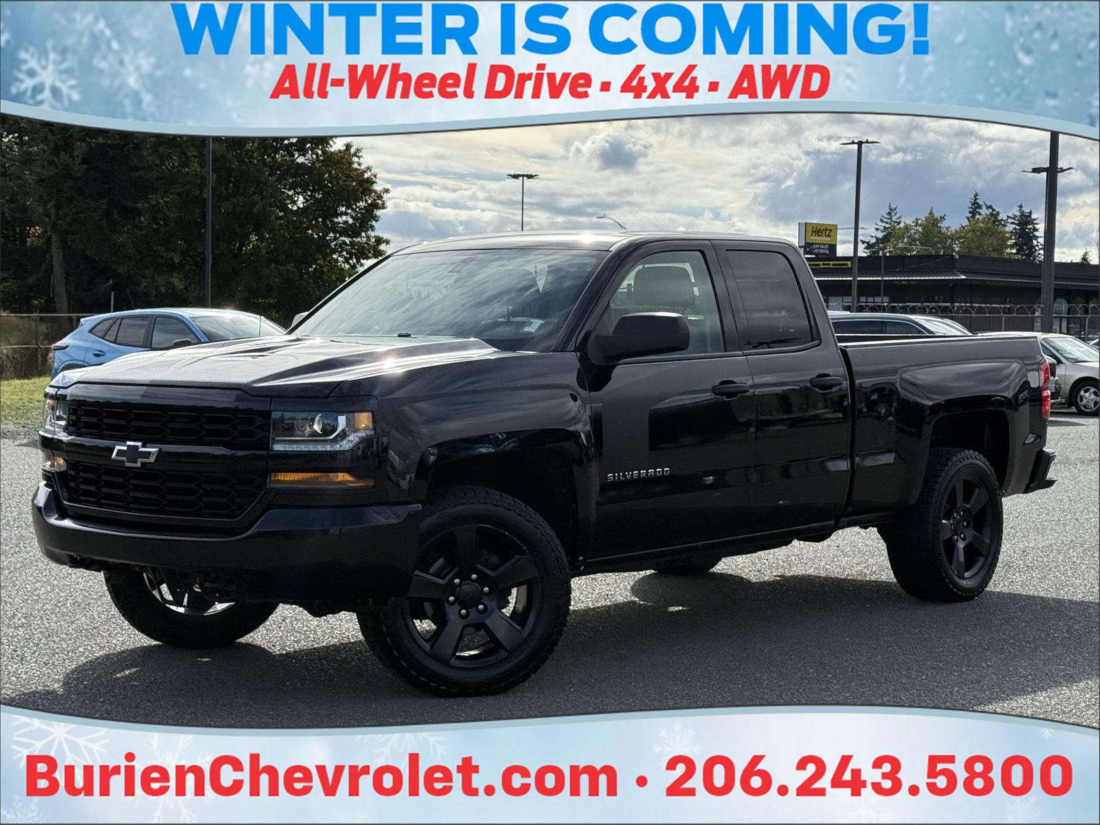 Black 2018 Chevrolet Silverado 1500 Pickup Truck Four-Wheel Drive 6-Speed Automatic