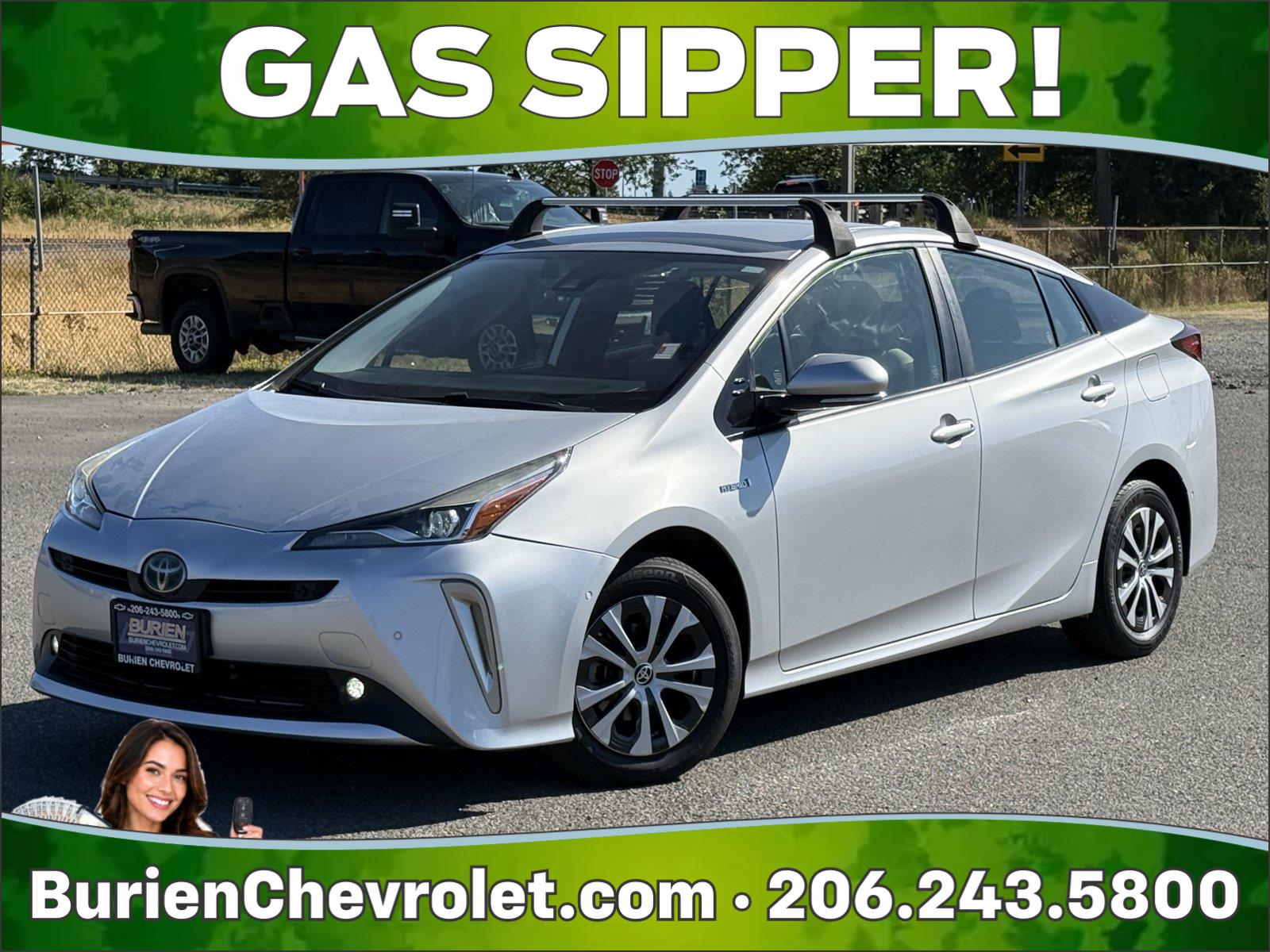 Classic Silver Metallic 2019 Toyota Prius Hatchback All-Wheel Drive Continuously Variable Transmission