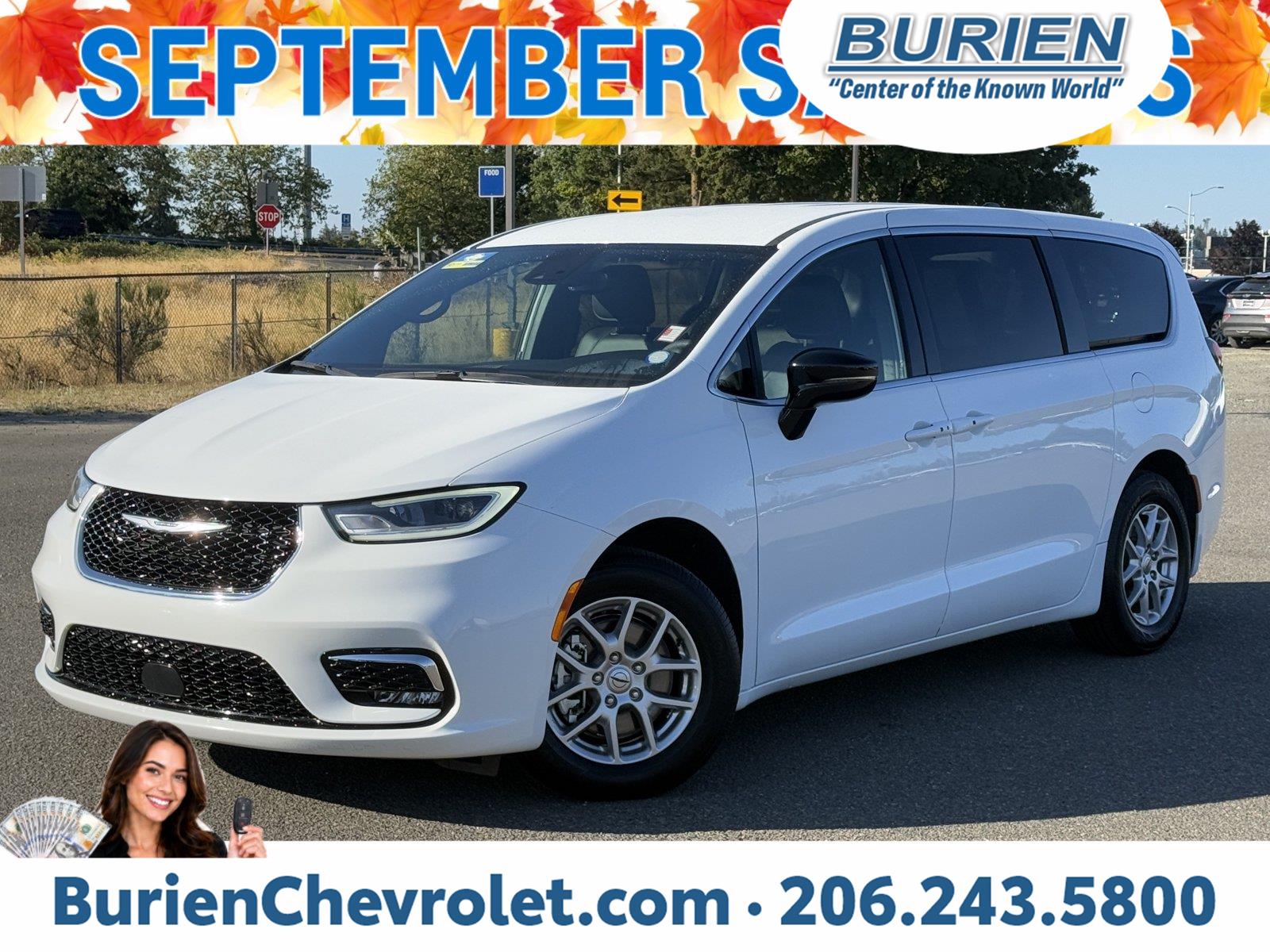 Bright White Clearcoat 2025 Chrysler Pacifica Minivan Front-Wheel Drive 9-Speed Automatic