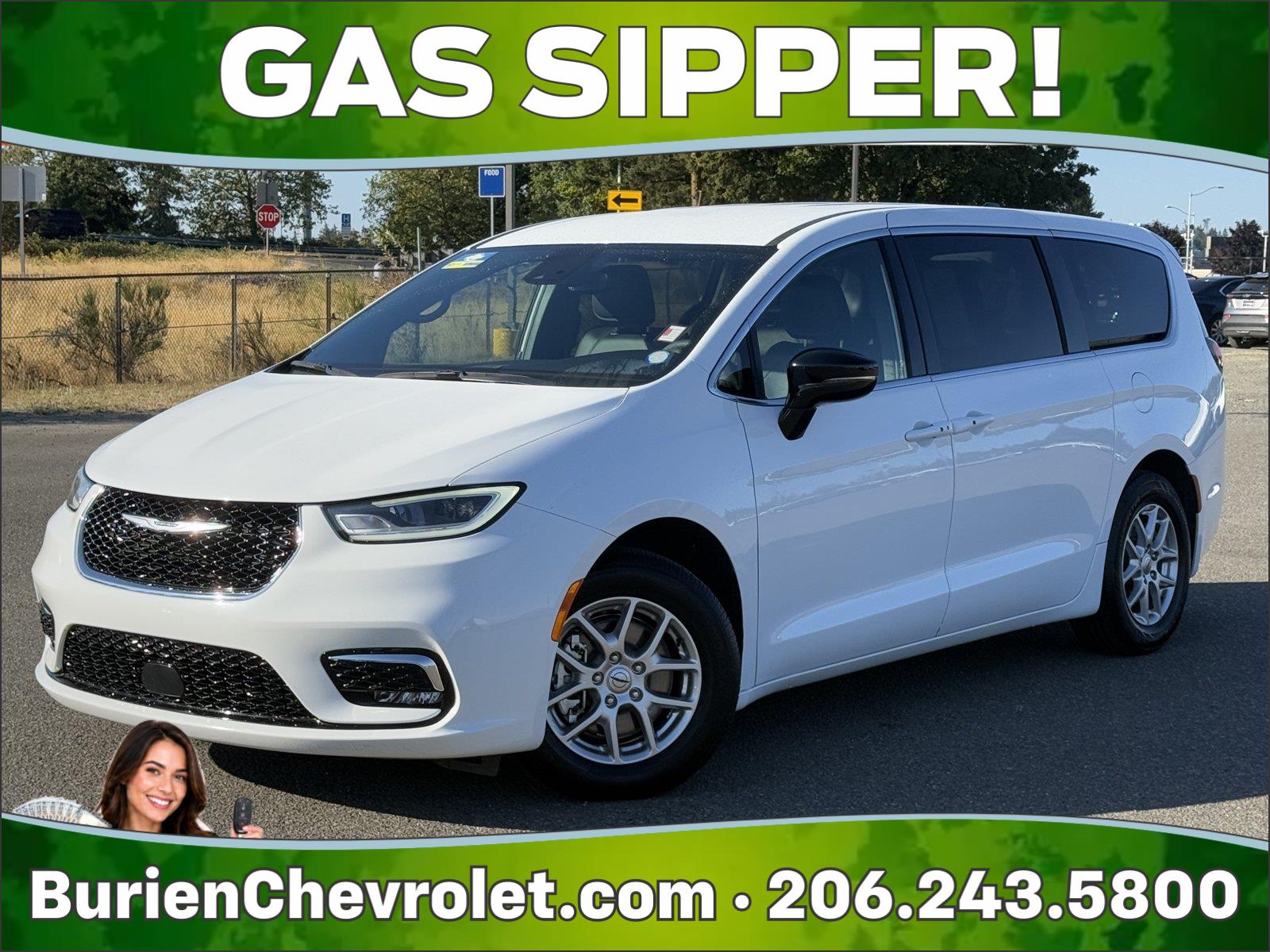 Bright White Clearcoat 2025 Chrysler Pacifica Minivan Front-Wheel Drive 9-Speed Automatic