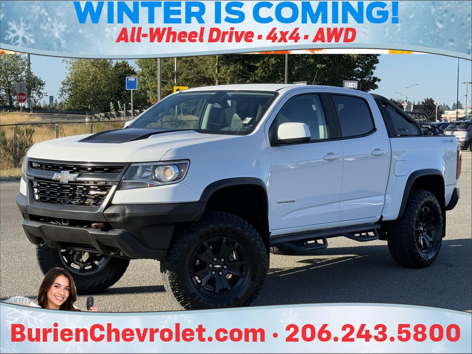 Summit White 2018 Chevrolet Colorado Pickup Truck Four-Wheel Drive 8-Speed Automatic