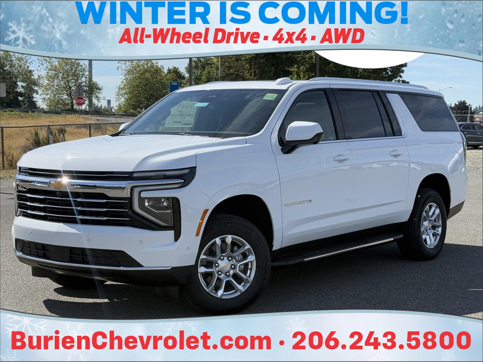 Summit White 2026 Chevrolet Suburban SUV / Crossover Four-Wheel Drive Automatic