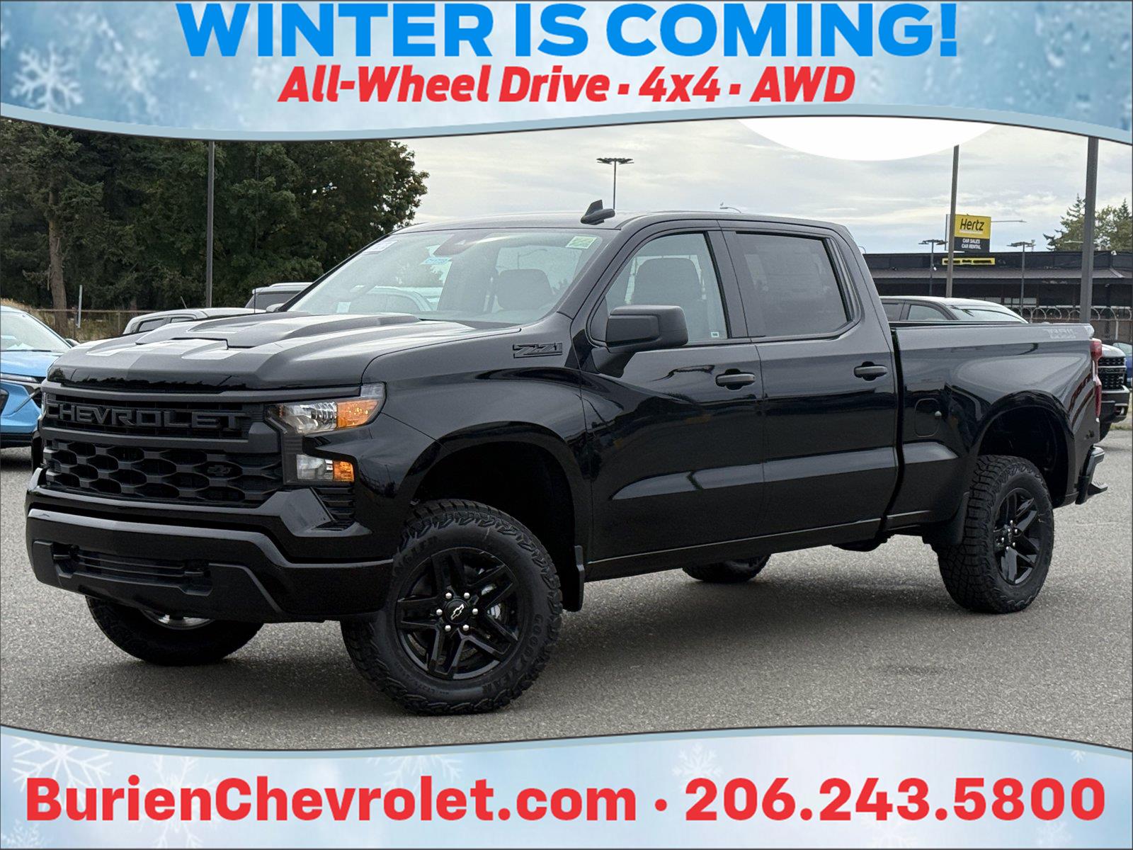 Black 2026 Chevrolet Silverado 1500 Pickup Truck Four-Wheel Drive Automatic