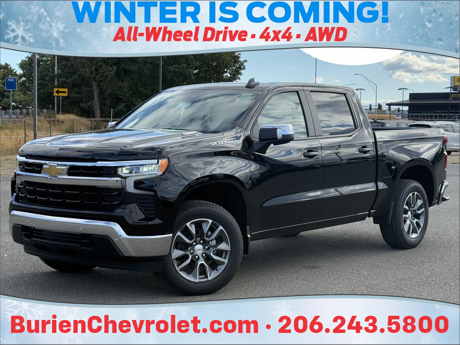 Black 2026 Chevrolet Silverado 1500 Pickup Truck Four-Wheel Drive 8-Speed Automatic