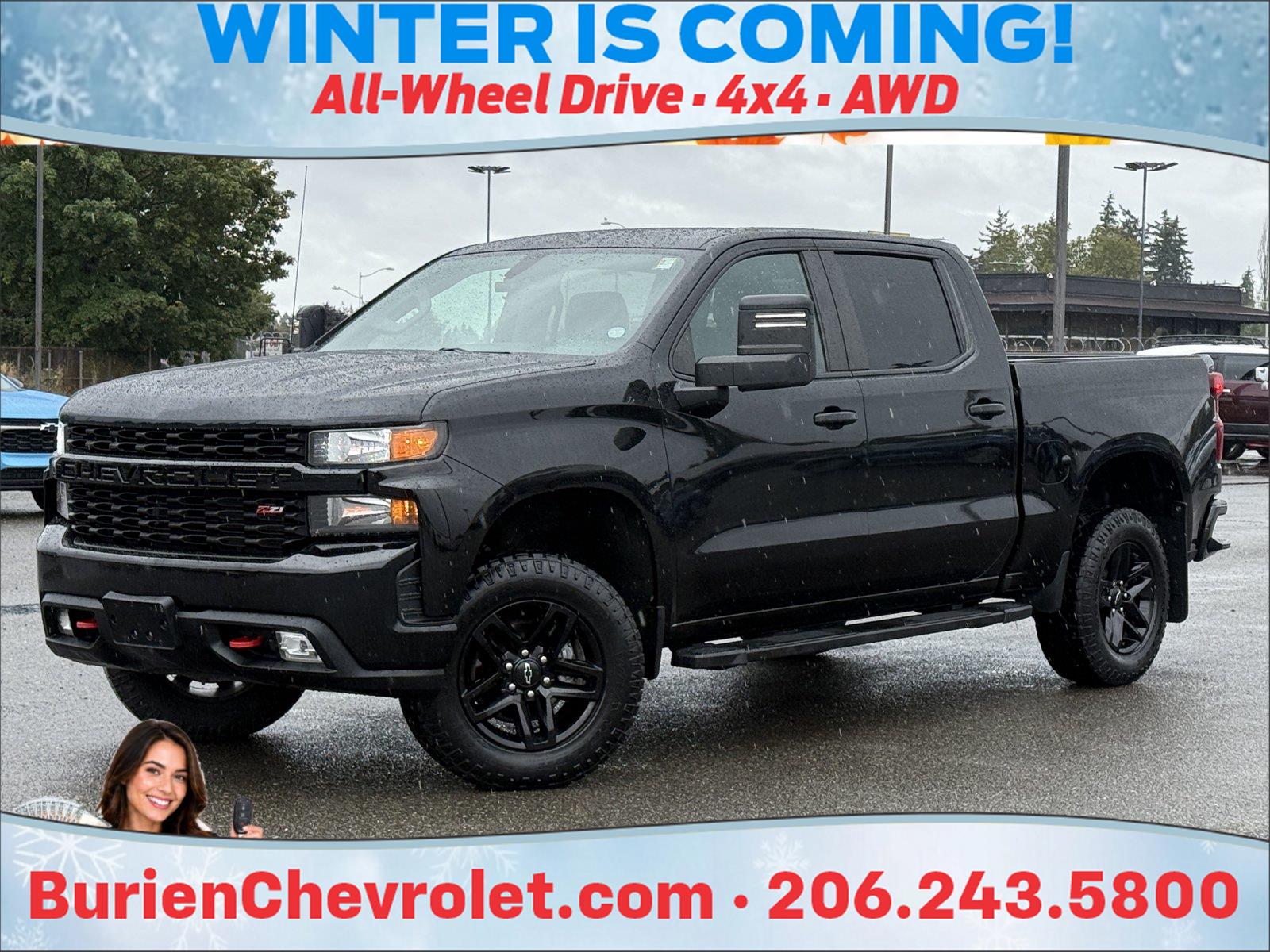 Black 2020 Chevrolet Silverado 1500 Pickup Truck Four-Wheel Drive 6-Speed Automatic