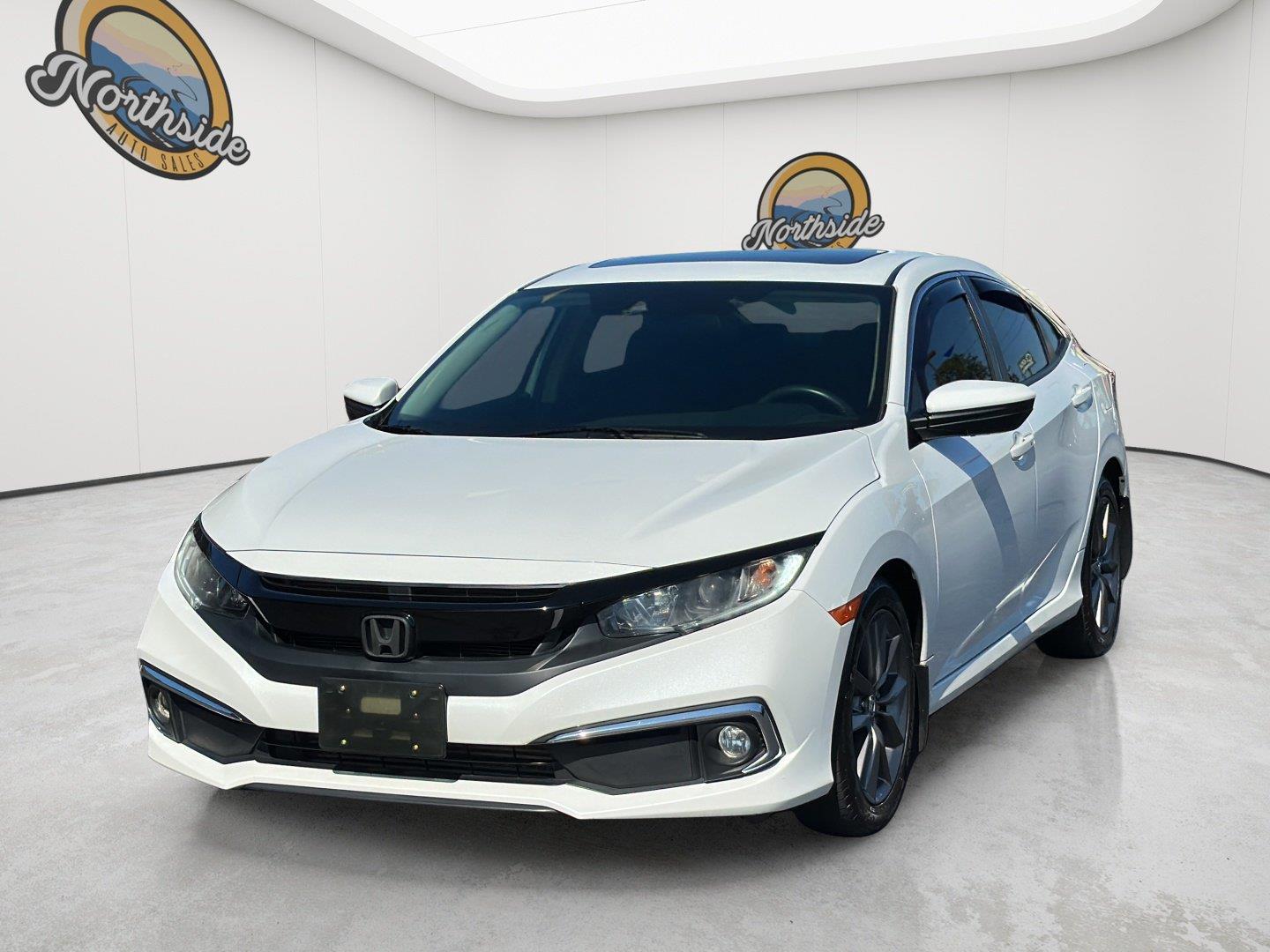 Platinum White Pearl 2021 Honda Civic Sedan Front-Wheel Drive Continuously Variable Transmission