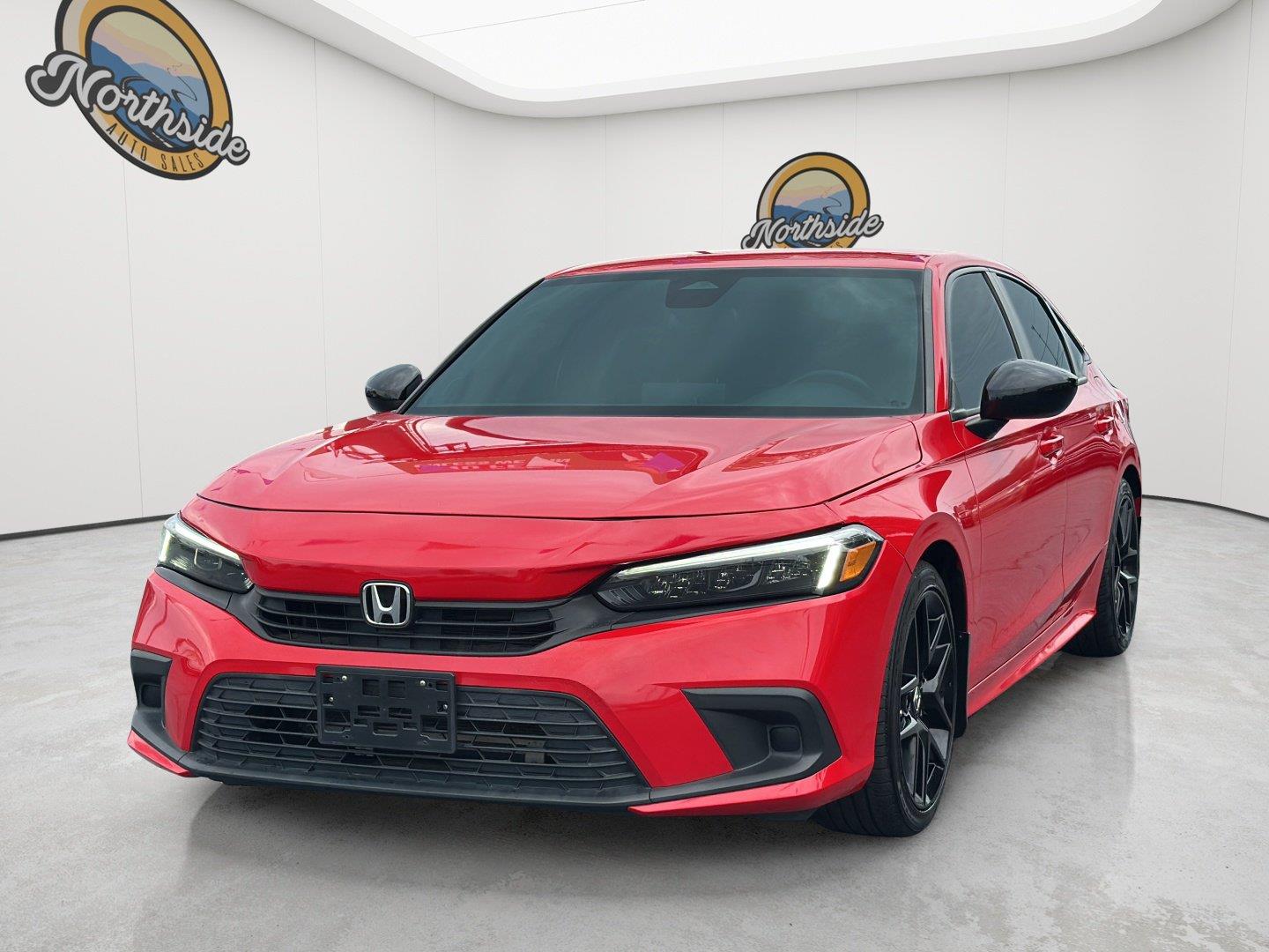 Rallye Red 2022 Honda Civic Sedan Front-Wheel Drive Continuously Variable Transmission