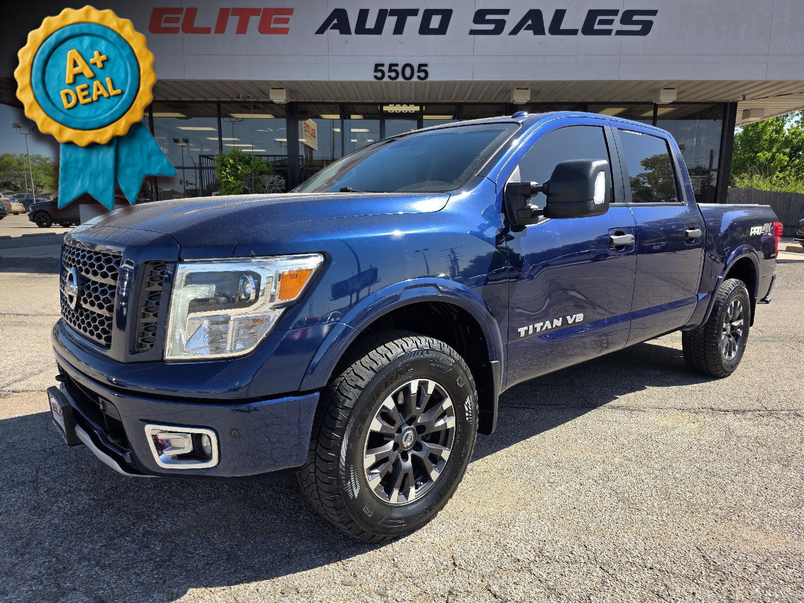 Deep Blue Pearl 2018 Nissan Titan Pickup Truck Four-Wheel Drive Automatic