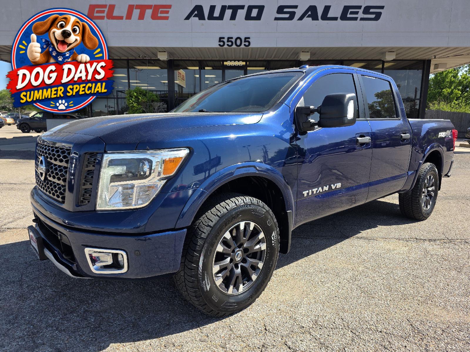 Deep Blue Pearl 2018 Nissan Titan Pickup Truck Four-Wheel Drive Automatic