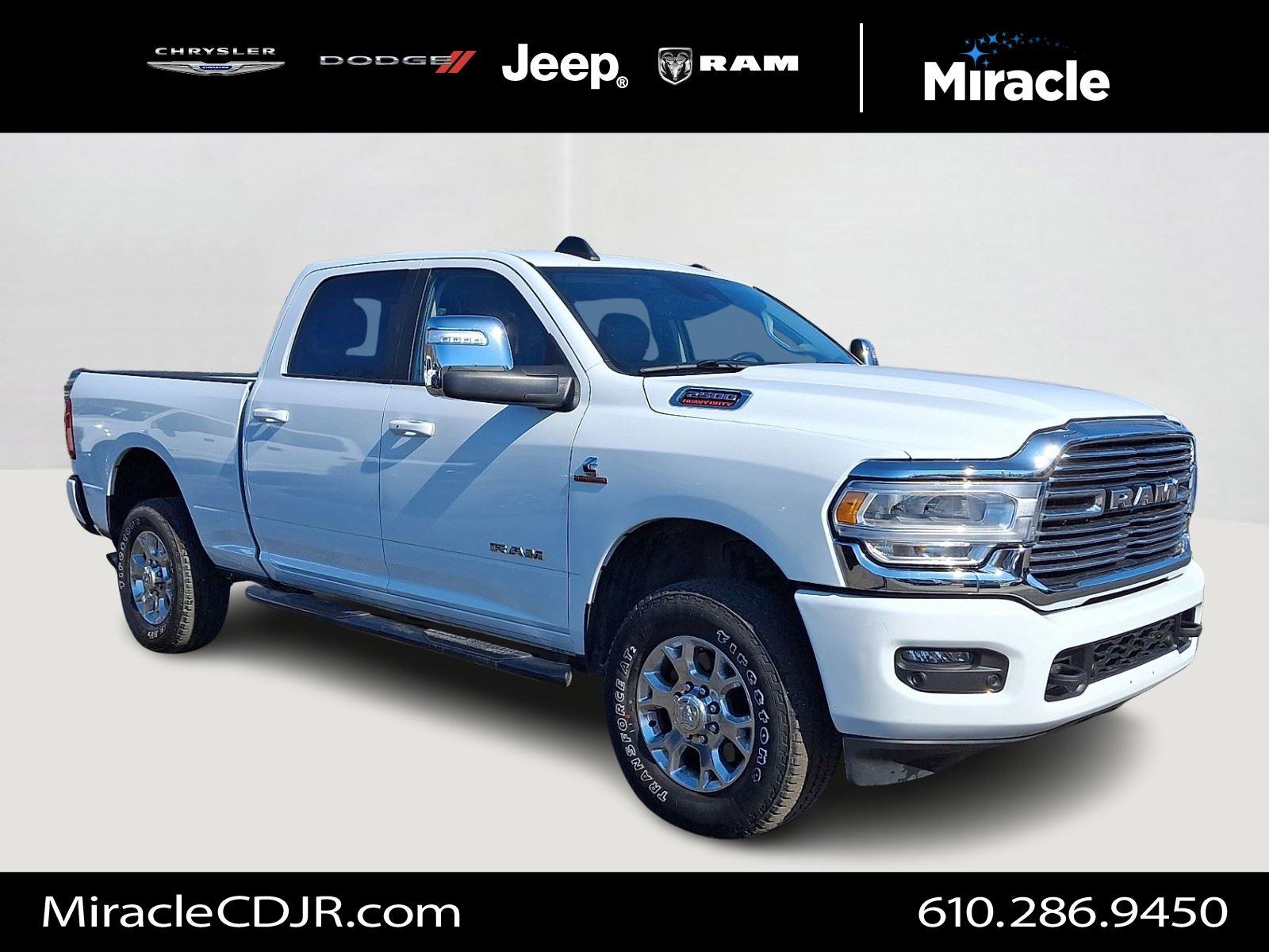 Bright White Clearcoat 2024 RAM 2500 Laramie Crew Cab 4WD Pickup Truck Four-Wheel Drive 6-Speed Automatic
