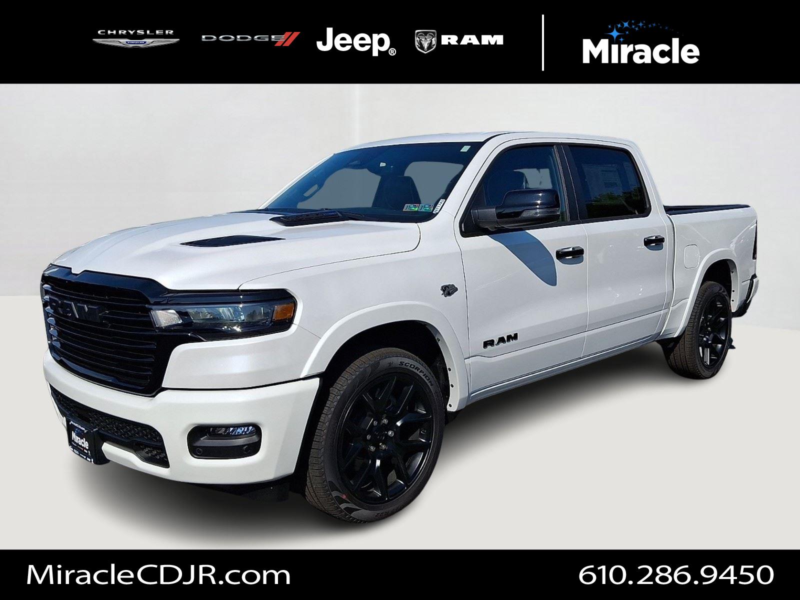 Ivory White Tri-Coat Pearlcoat 2026 RAM 1500 Pickup Truck Four-Wheel Drive 8-Speed Automatic