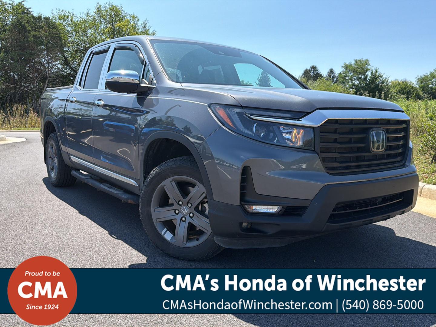 Gray (Modern Steel Metallic) 2022 Honda Ridgeline Pickup Truck All-Wheel Drive 9-Speed Automatic