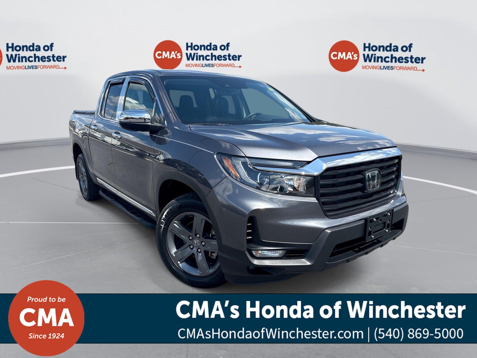 Gray (Modern Steel Metallic) 2022 Honda Ridgeline Pickup Truck All-Wheel Drive 9-Speed Automatic