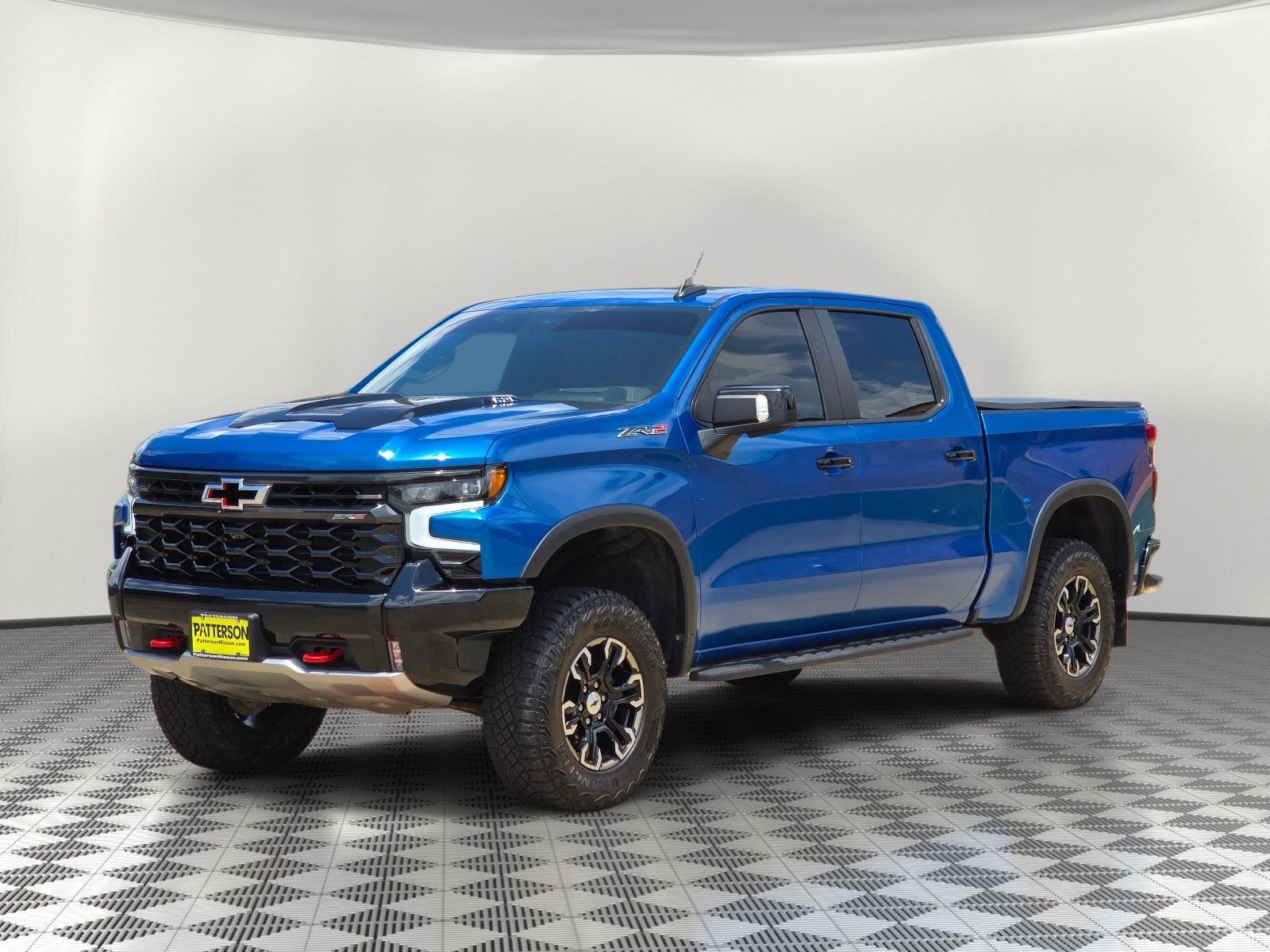 Glacier Blue Metallic 2023 Chevrolet Silverado 1500 ZR2 Crew Cab 4WD Pickup Truck Four-Wheel Drive Automatic