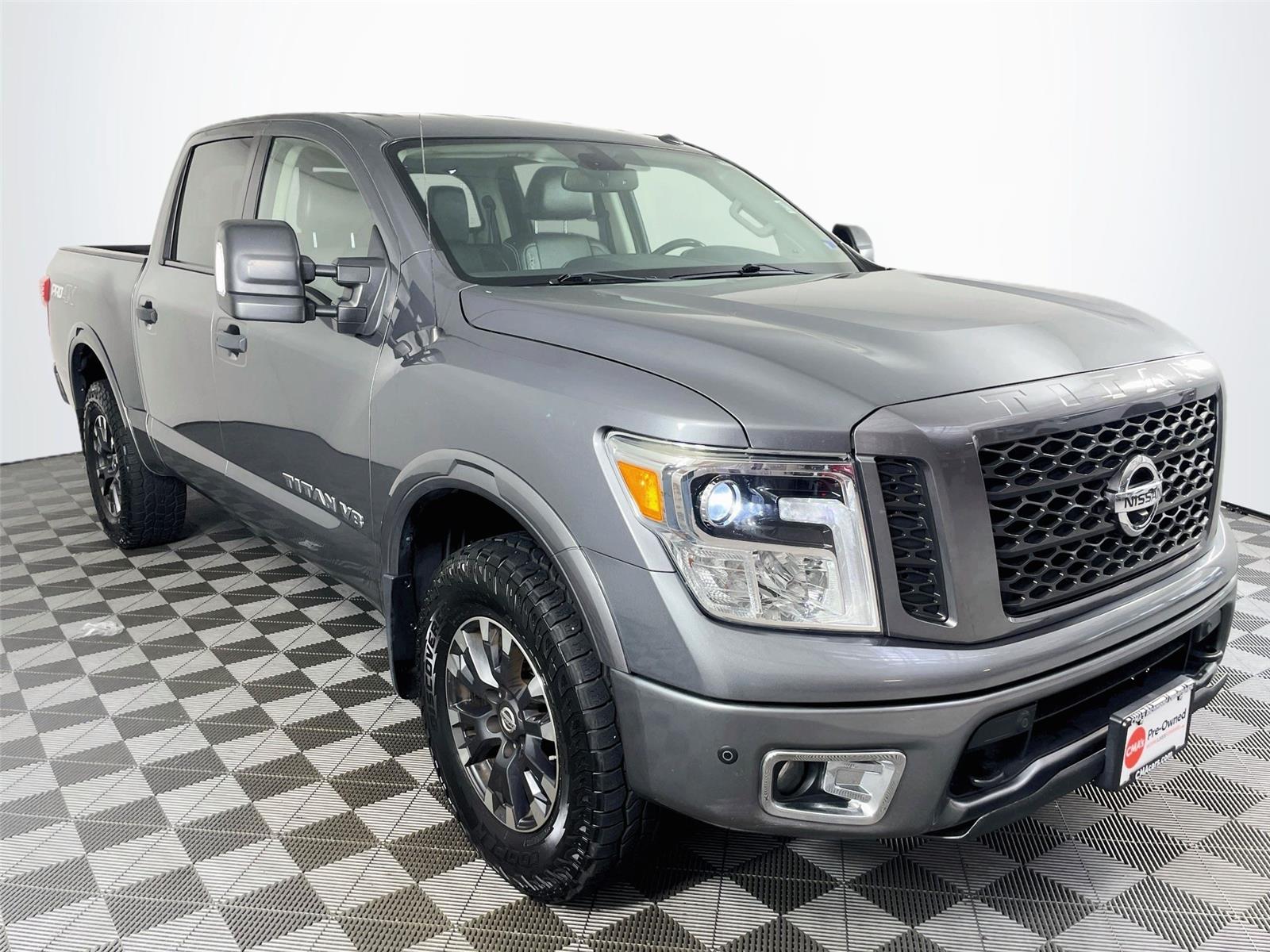 Gray (Gun Metallic) 2019 Nissan Titan Pickup Truck Four-Wheel Drive Automatic