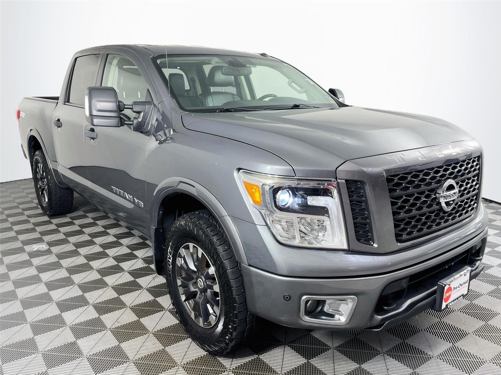 Gray (Gun Metallic) 2019 Nissan Titan Pickup Truck Four-Wheel Drive Automatic