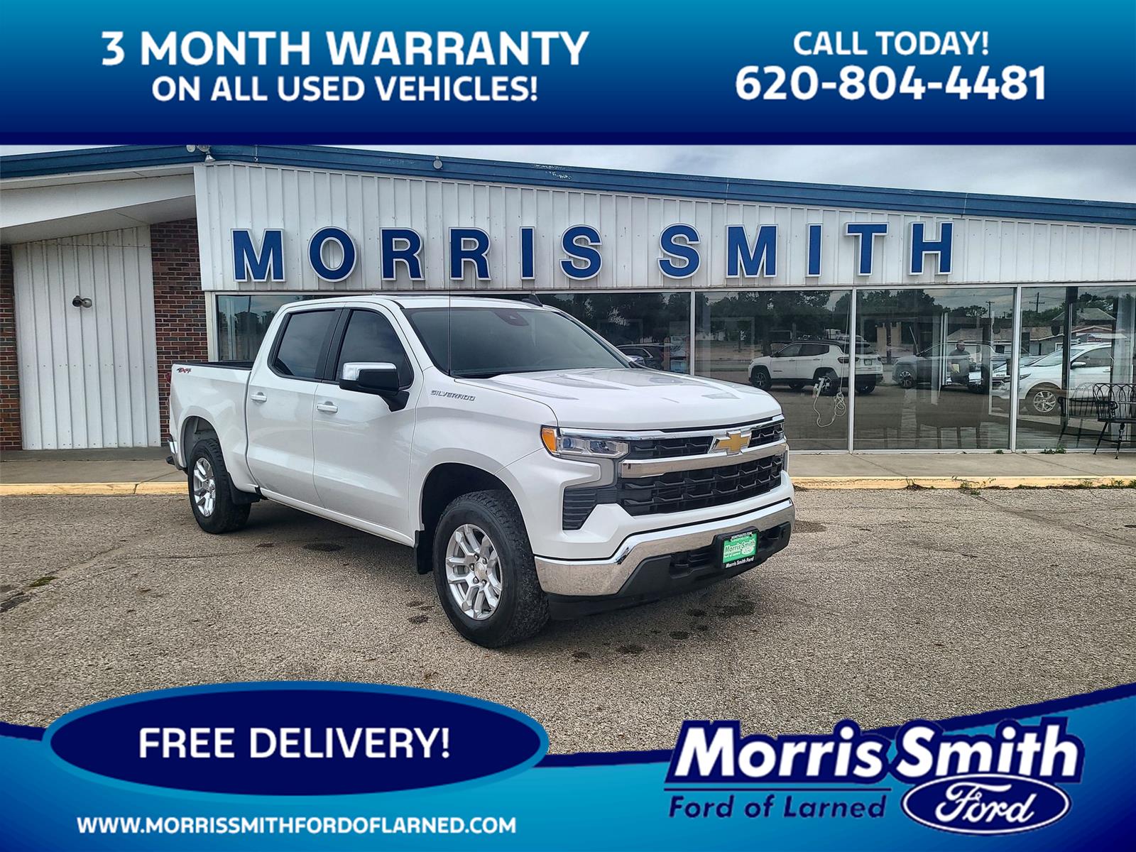 Summit White 2023 Chevrolet Silverado 1500 LT Crew Cab 4WD Pickup Truck Four-Wheel Drive 8-Speed Automatic