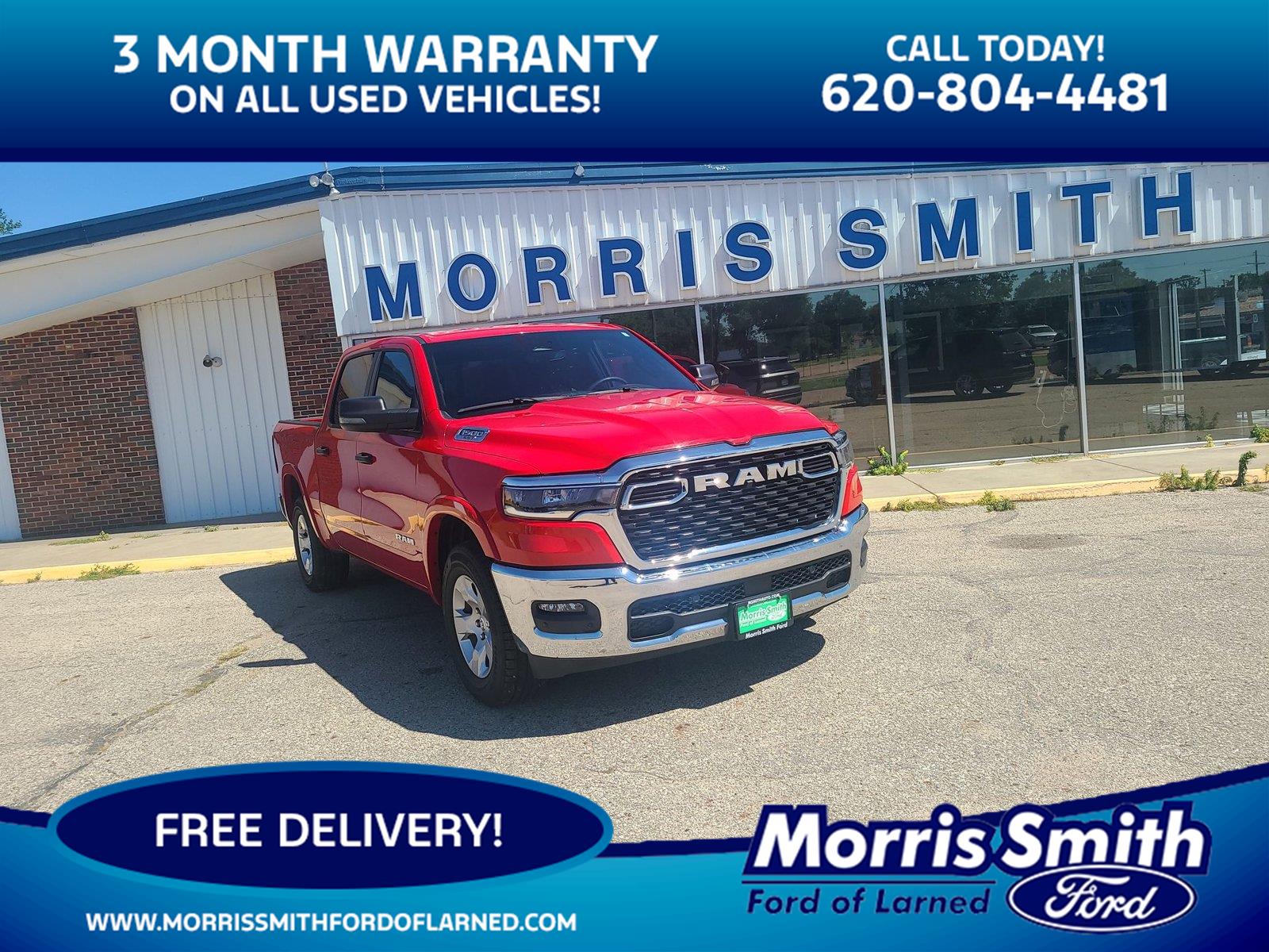 Flame Red Clearcoat 2025 RAM 1500 Pickup Truck Four-Wheel Drive Automatic