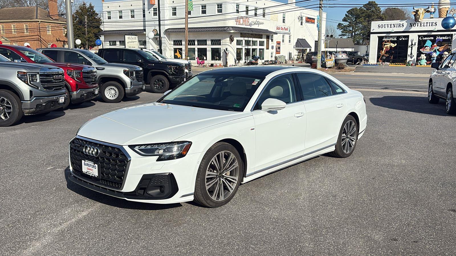 Glacier White Metallic 2024 Audi A8 L quattro 55 TFSI Sedan All-Wheel Drive Automatic