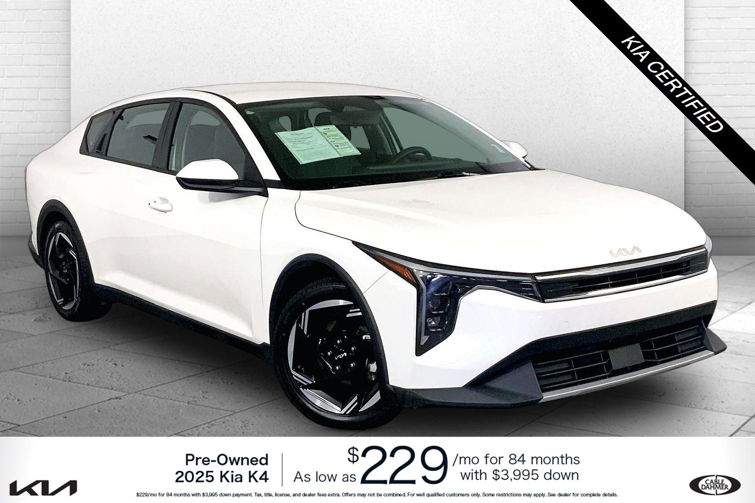 Snow White Pearl 2025 Kia K4 Sedan Front-Wheel Drive Continuously Variable Transmission