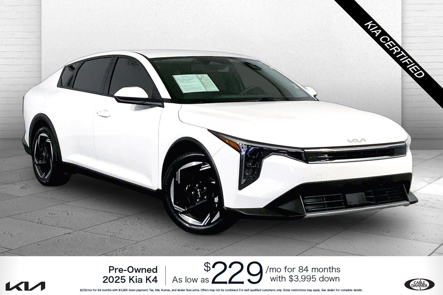 Snow White Pearl 2025 Kia K4 Sedan Front-Wheel Drive Continuously Variable Transmission