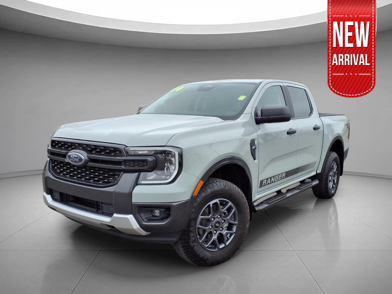 Gray (Cactus Grey) 2024 Ford Ranger XLT SuperCrew 4WD Pickup Truck Four-Wheel Drive Automatic