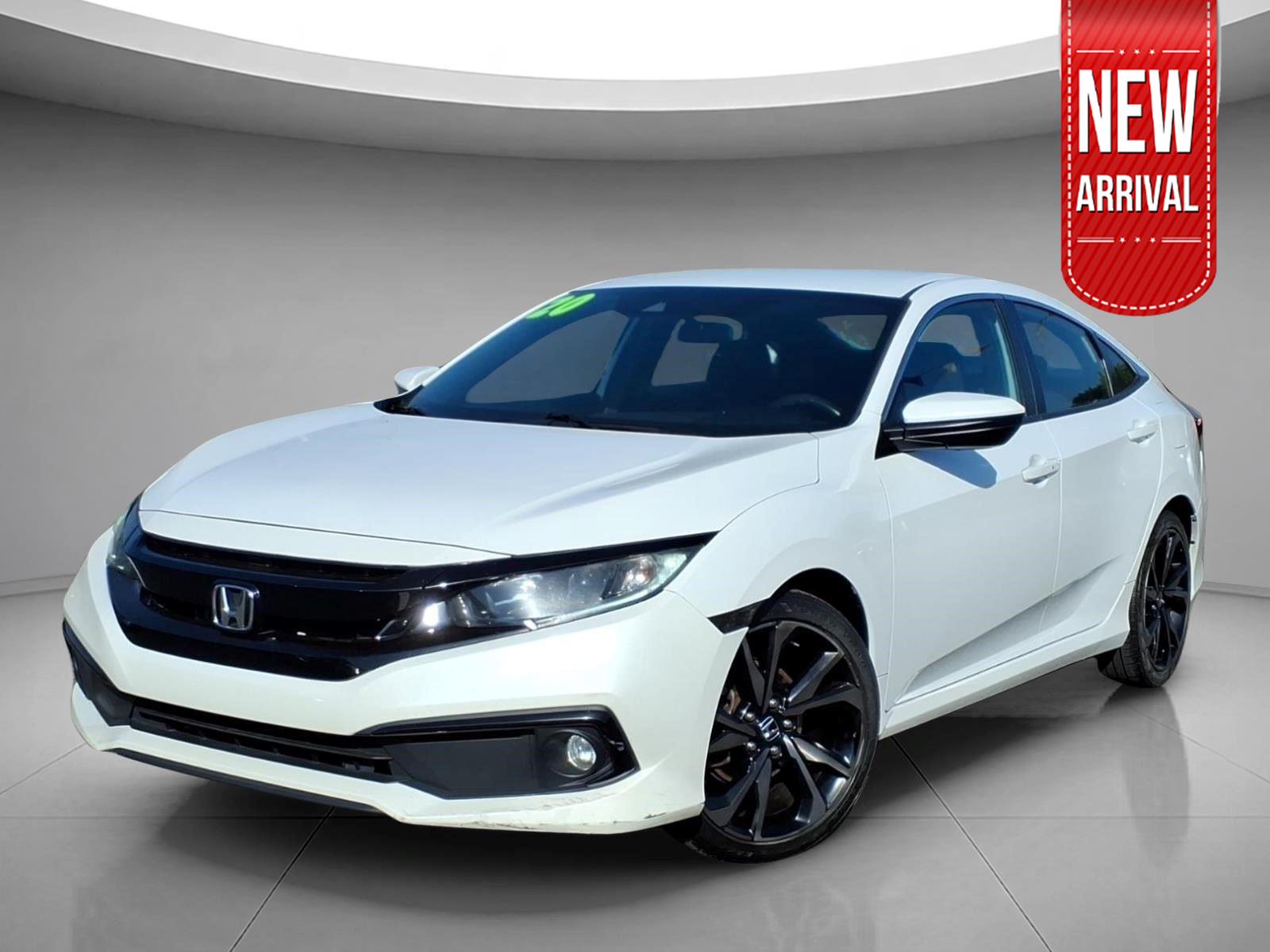 Platinum White Pearl 2020 Honda Civic Sedan Front-Wheel Drive Continuously Variable Transmission