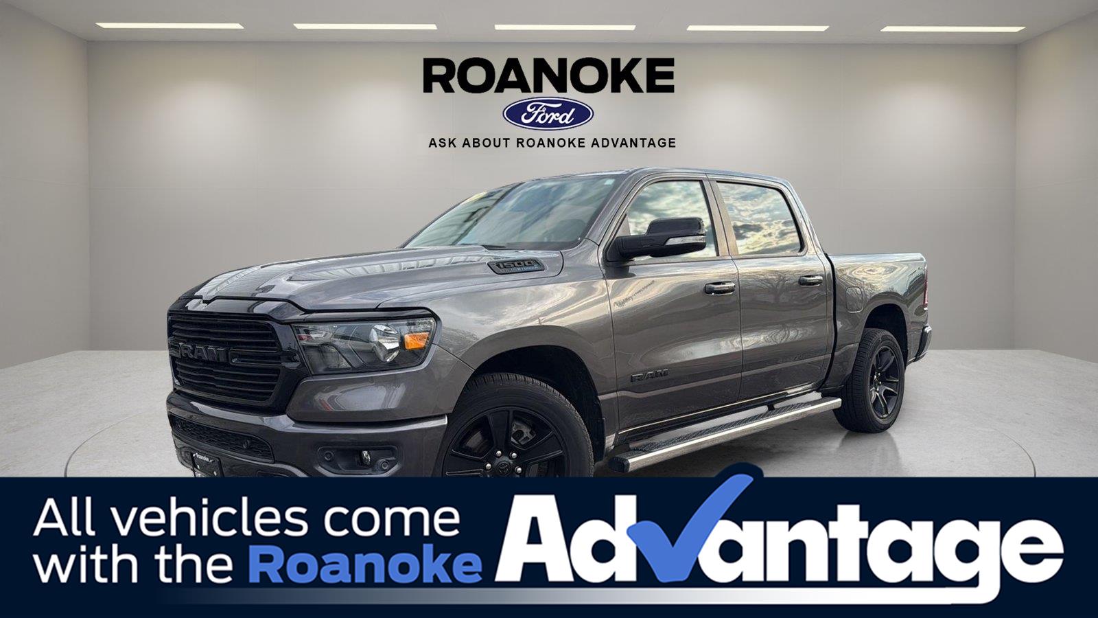 Gray (Granite Crystal Metallic Clearcoat) 2021 RAM 1500 Pickup Truck Four-Wheel Drive 8-Speed Automatic
