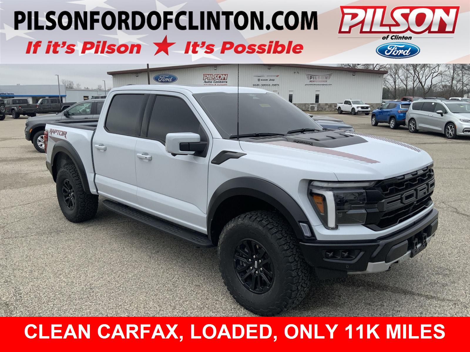 Space White 2025 Ford F-150 Raptor SuperCrew 4WD Pickup Truck Four-Wheel Drive Automatic