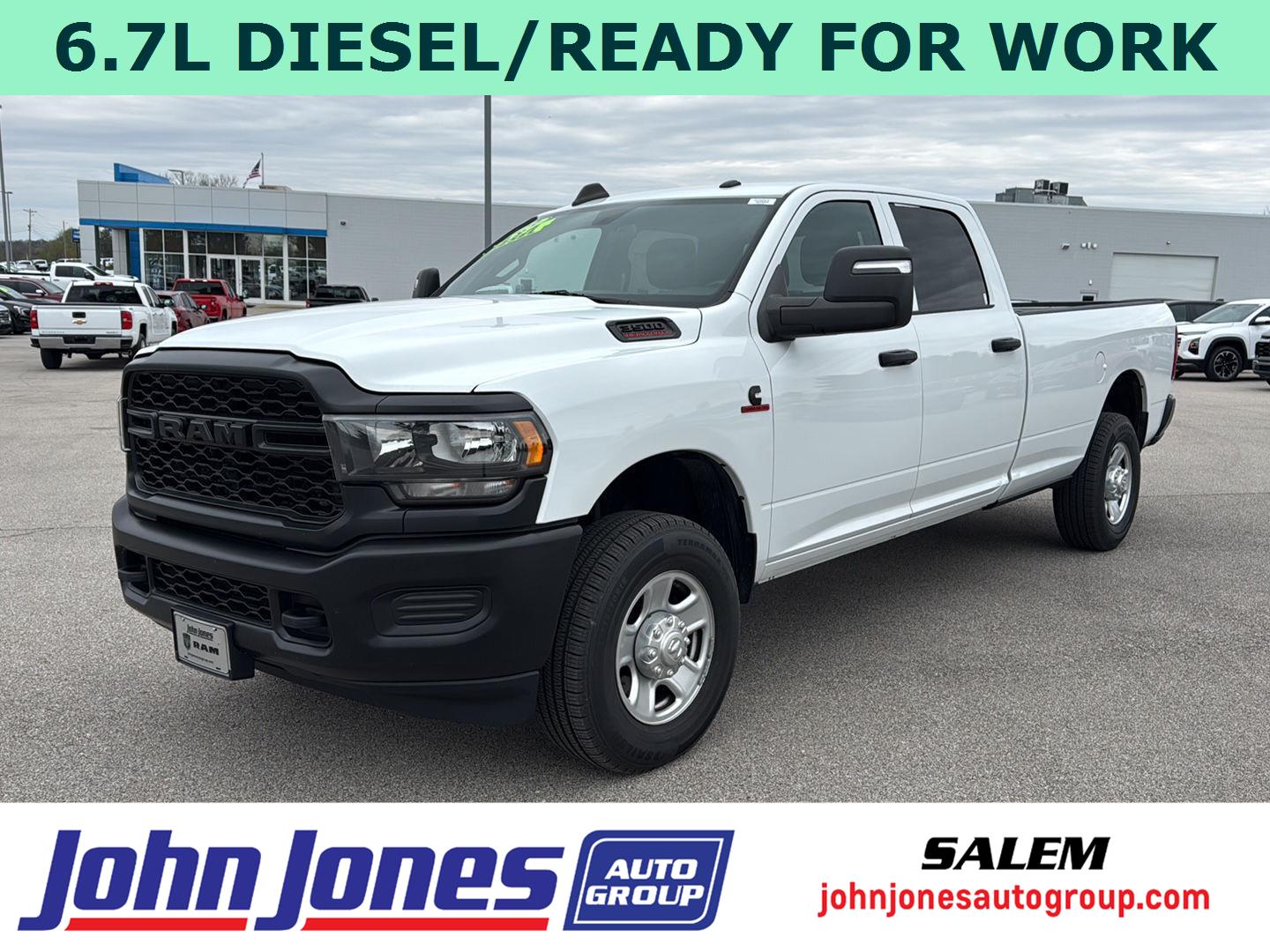 Bright White Clearcoat 2023 RAM 3500 Tradesman Crew Cab LB 4WD Pickup Truck Four-Wheel Drive 6-Speed Automatic