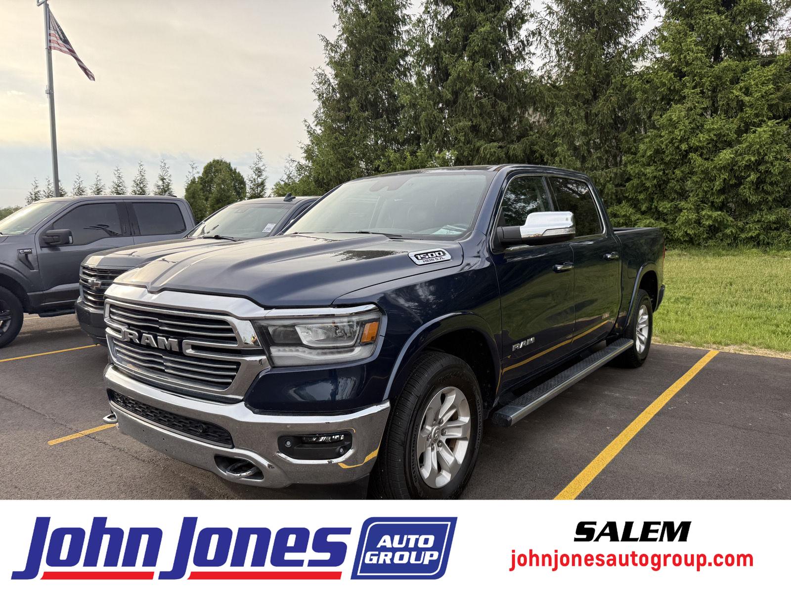 Patriot Blue Pearlcoat 2022 RAM 1500 Laramie Crew Cab 4WD Pickup Truck Four-Wheel Drive 8-Speed Automatic