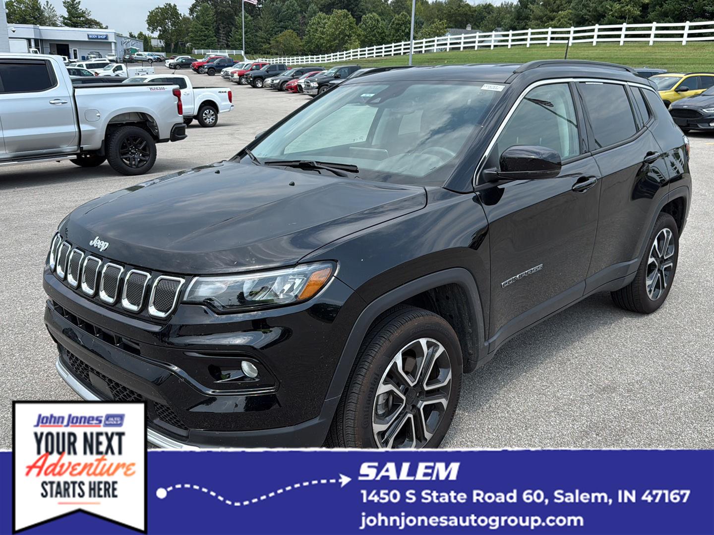 Diamond Black Crystal Pearlcoat 2022 Jeep Compass SUV / Crossover Four-Wheel Drive 9-Speed Automatic