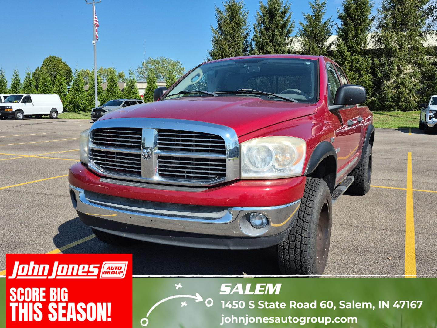Inferno Red Crystal Pearlcoat 2008 Dodge RAM 1500 Pickup Truck Four-Wheel Drive 5-Speed Automatic