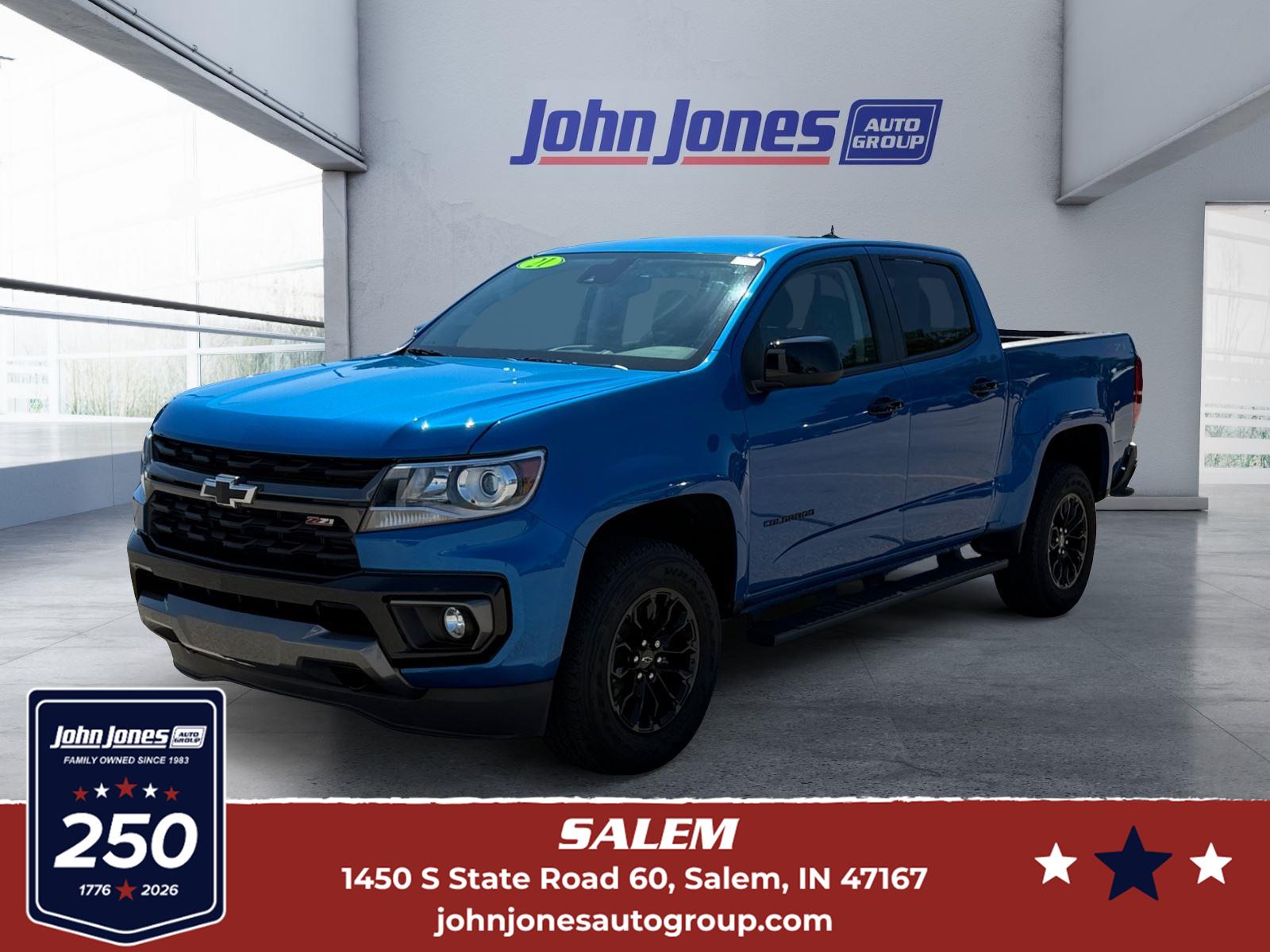 Bright Blue Metallic 2021 Chevrolet Colorado Pickup Truck Four-Wheel Drive 8-Speed Automatic