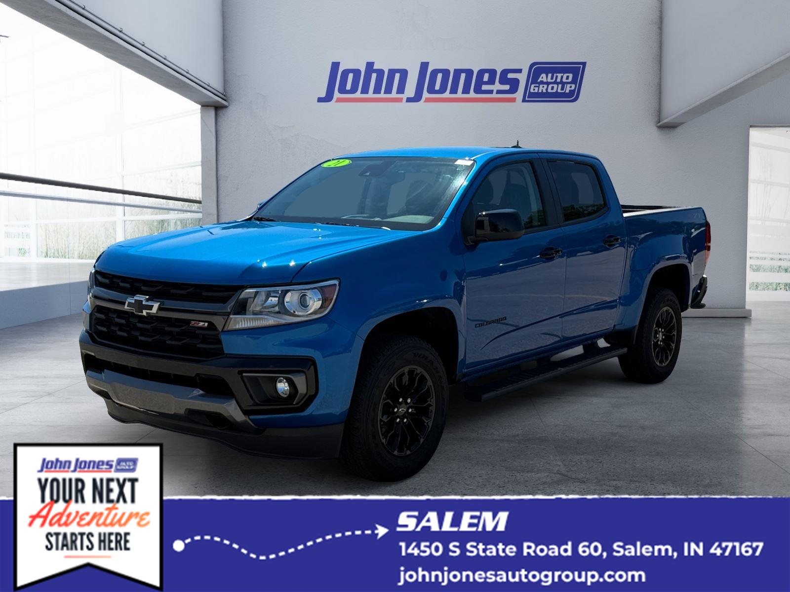 Bright Blue Metallic 2021 Chevrolet Colorado Pickup Truck Four-Wheel Drive 8-Speed Automatic