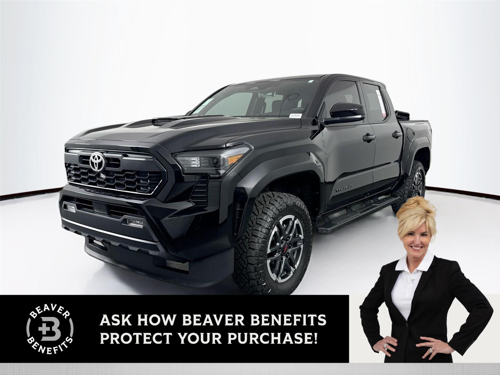 Black 2025 Toyota Tacoma TRD Sport Double Cab 4WD Pickup Truck Four-Wheel Drive 8-Speed Automatic