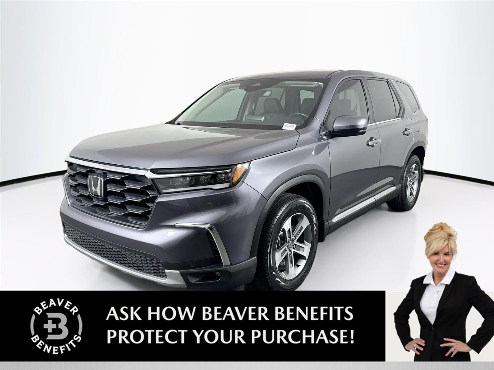 Gray (Modern Steel Metallic) 2025 Honda Pilot EX-L AWD SUV / Crossover All-Wheel Drive Automatic