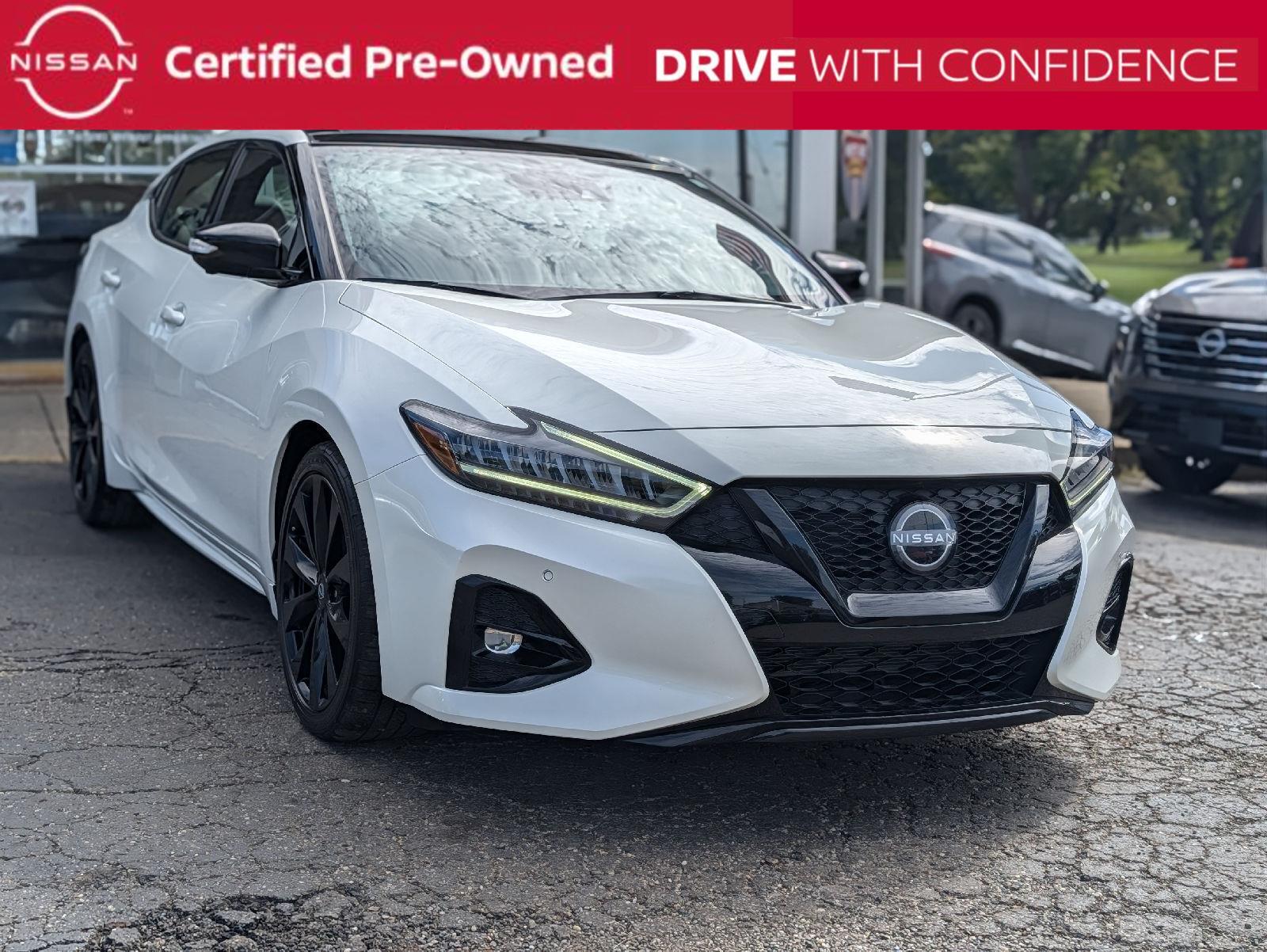 Pearl White Tricoat 2023 Nissan Maxima Sedan Front-Wheel Drive Continuously Variable Transmission