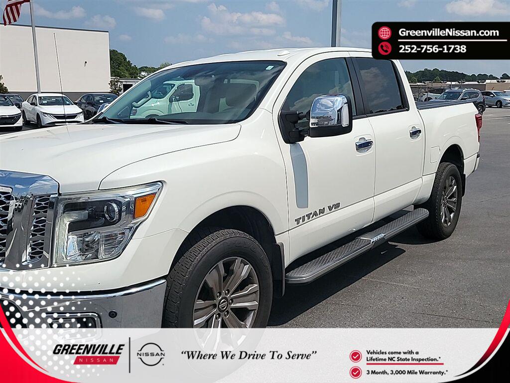 Pearl White 2018 Nissan Titan Pickup Truck Four-Wheel Drive Automatic