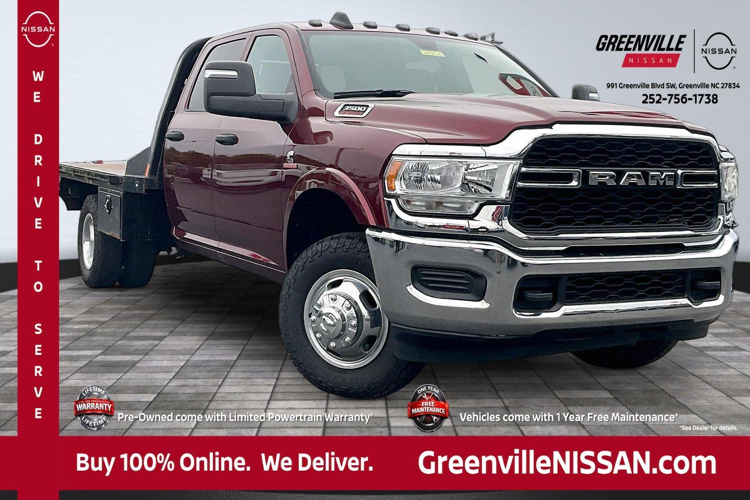 Delmonico Red Pearlcoat 2024 RAM 3500 Chassis Tradesman Crew Cab LB DRW 4WD Pickup Truck Four-Wheel Drive 6-Speed Automatic