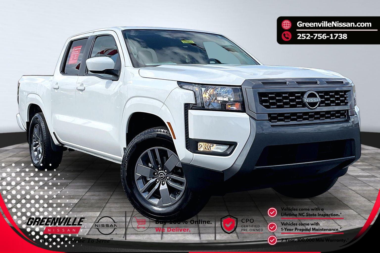 Glacier White 2025 Nissan Frontier SV Crew Cab RWD Pickup Truck 4X2 Automatic