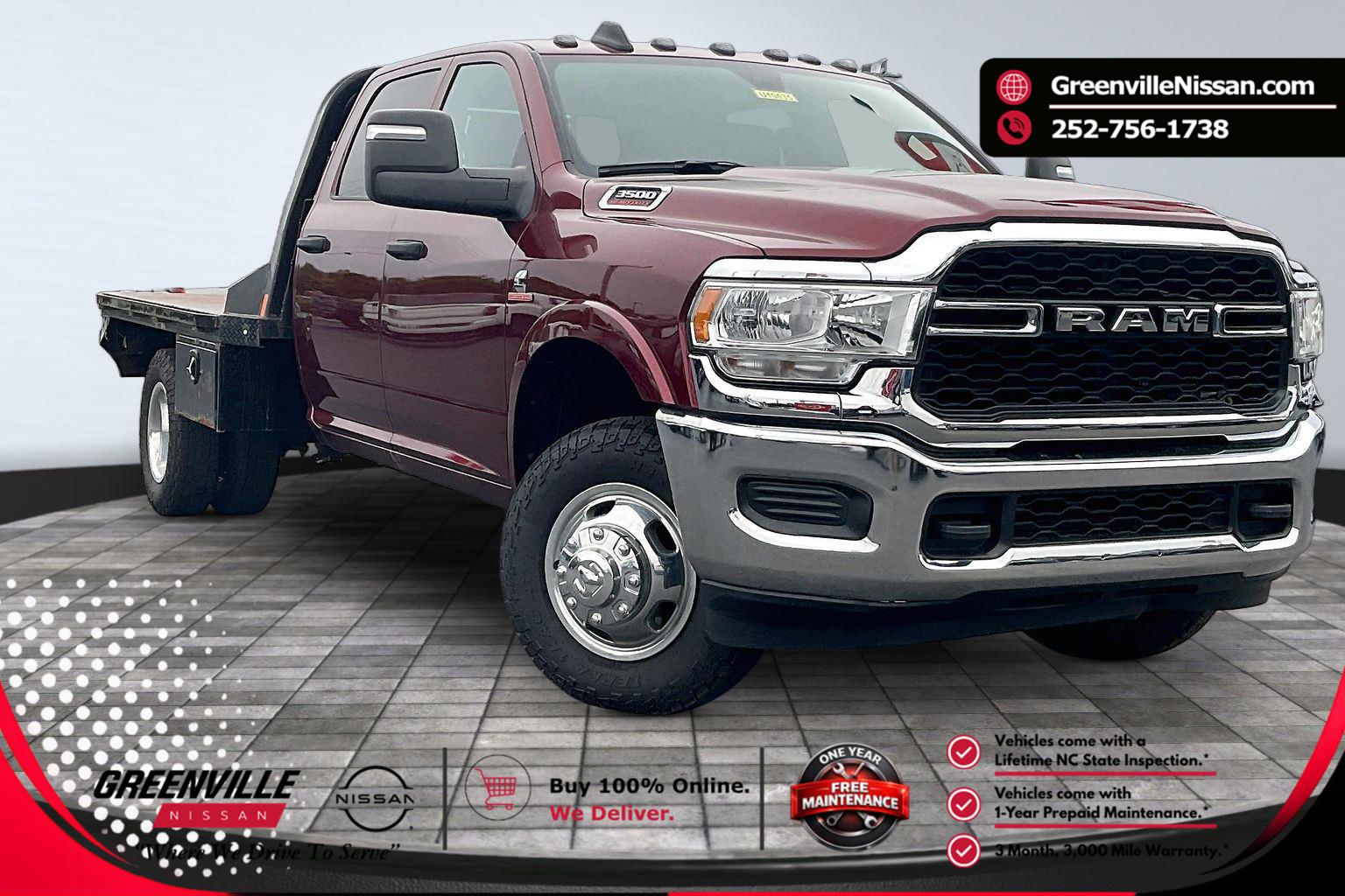 Delmonico Red Pearlcoat 2024 RAM 3500 Chassis Tradesman Crew Cab LB DRW 4WD Pickup Truck Four-Wheel Drive 6-Speed Automatic