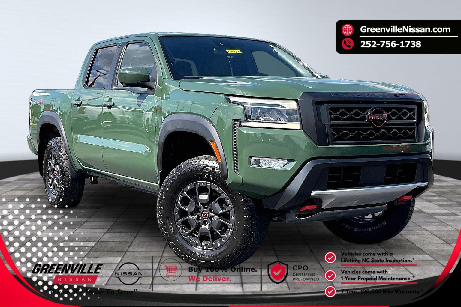 Tactical Green Metallic 2022 Nissan Frontier PRO-4X Crew Cab 4WD Pickup Truck Four-Wheel Drive Automatic