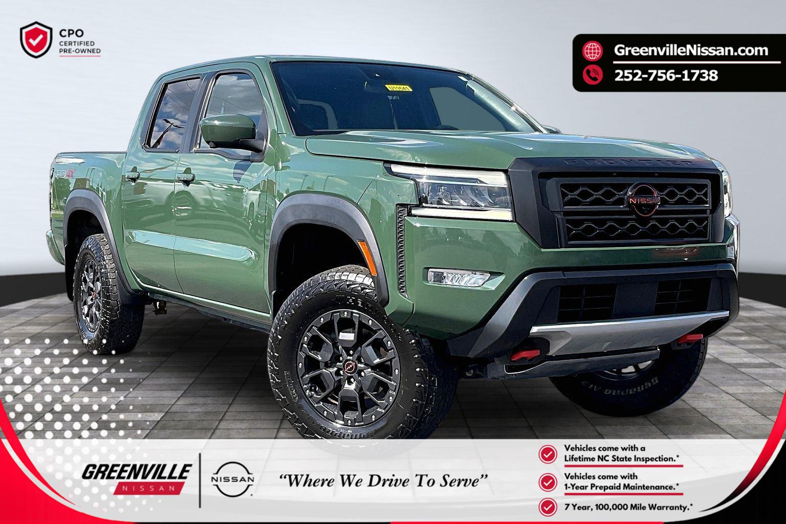Tactical Green Metallic 2022 Nissan Frontier PRO-4X Crew Cab 4WD Pickup Truck Four-Wheel Drive Automatic